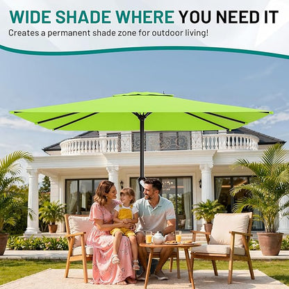 AreShark 8' x 10' Rectangle Patio Umbrellas for Outdoor, Outdoor Table Umbrella, Large Outdoor Patio Umbrellas with 8 Sturdy Ribs for Pool, Garden, Market (Apple Green)