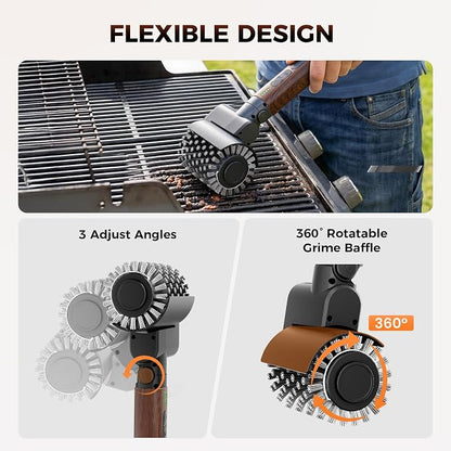 Leebein Electric Grill Brush for Outdoor, 2026 TikTok BBQ Grill Cleaner with 3 Heads, 3-Speed & Angle Adjust Cordless Rotary Grill Brush, 150Mins Runtime Grill Cleaning Brush for Barbecue Grates