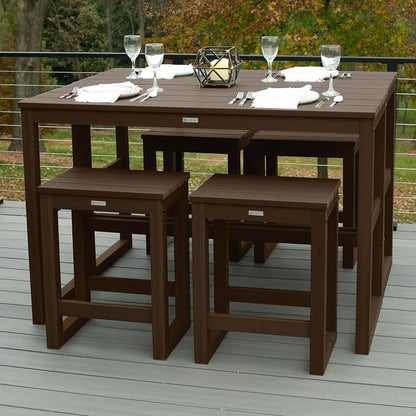highwood Monroe 6-Piece Counter Height Modern Balcony Set, 2 Tables and 4 Stools, Weathered Acorn