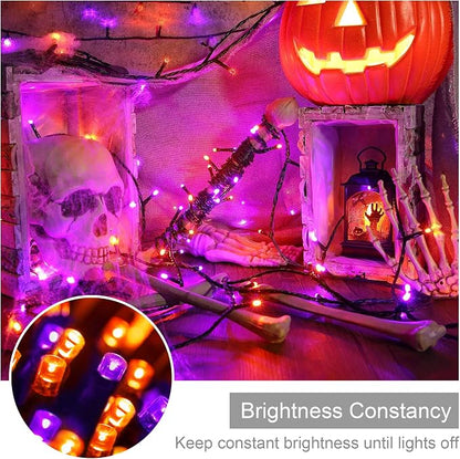 weillsnow 500 LED Halloween Lights Outdoor,164 FT Twinkle Lights Waterproof | Purple&Orange, 8 Modes, Plug in, Timer & Memory Function, for Halloween Party Garden and Home Decor, Indoor&Outdoor Use
