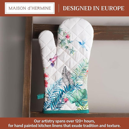 Maison d'Hermine Oven Gloves 100% Cotton Oven Mitt 7" x 13" with Loop Heat Resistant BBQ Cooking Gloves Baking Grilling Kitchen Hotel Home Farmhouse Spring Summer (Pack of 1, Tropiques)