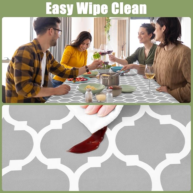 Smiry Picnic Fitted Table Cover, 6 Foot Flannel Backed Vinyl Tablecloth | Waterproof Elastic Stretch Table Cloth, Wipeable Plastic Tablecloth for Camping, Indoor & Outdoor (Light Grey, 30" x 72")