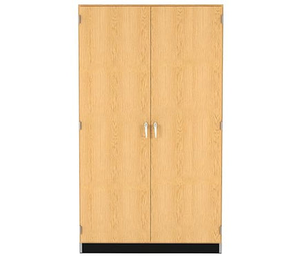 Diversified Spaces School Classroom Tall Tote Tray & Shelf Storage Cabinet, 48" W x 22" D x 84" H, 24 Trays, Oak Construction, Locking Double Doors, Chemical Resistant Finish, Made in USA