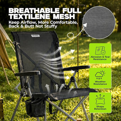 Alvantor® Camping Chair 2 Pack, Full Mesh Folding Beach Chair Breathable High Back Portable Lawn Chair for Outdoor, Armrest, Cup Holder, Easy Use Seat for Travel, Sports Event, 24"x31"x38"