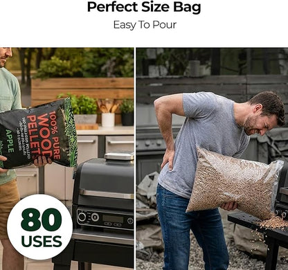 Kona 100% Apple Smoker Pellets, Intended for Ninja Woodfire Outdoor Grill, 8 lb Resealable Bags