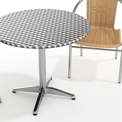 Flash Furniture Lila 31.5'' Round Aluminum Indoor-Outdoor Table Set with 2 Beige Rattan Chairs | Indoor/Outdoor Use, Beige Rattan Chairs