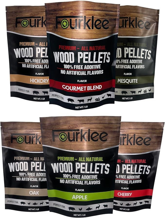 Pellets for Smoker Grill - Wood Pellets for Smoker - Smoker Pellets - Grill Pellets - Wood Pellets - pellets -6Pack 1Lb Each.