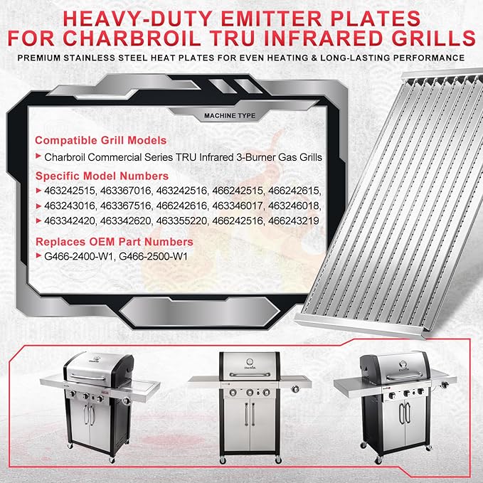 463242515 17" Emitter Plates for Charbroil TRU Infrared 3-Burner Grill G466-2400-W1 463367016 463242516 466242515 466242615 463243016 463367516 466242616 463346017 Commercial Series Replacement Parts