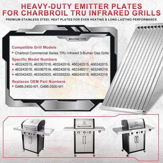 463242515 17" Emitter Plates for Charbroil TRU Infrared 3-Burner Grill G466-2400-W1 463367016 463242516 466242515 466242615 463243016 463367516 466242616 463346017 Commercial Series Replacement Parts