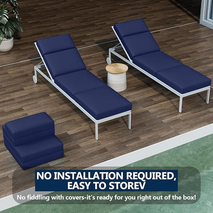 4 Pcs Chaise Lounge Cushions Outdoor, 80 x 26 x 4 Inch Lounge Chair Cushions for Outdoor Furniture - Waterproof Lounge Patio Replacement Cushion, 4In Fade-Resistant ThickPatio Chaise Lounge Cushion