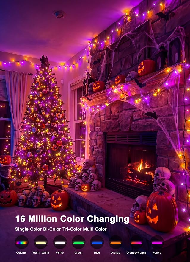 Minetom 82ft 250LED Smart Color Changing Christmas Halloween Tree Lights | LED RGB Outdoor String Twinkle Lights, 16 Milion Adjustable Colors Smart Fairy Lights with App & Timer for Xmas Tree Party