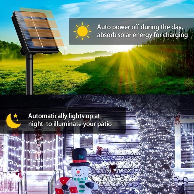 SyouHome Solar String Lights Outdoor, 6 Pack 600 LED Solar Christmas Lights | 236FT, 8 Modes, Auto ON/OFF, Memory Function, White Waterproof Outdoor Light for Garden, Patio, Balcony, Christmas Decor