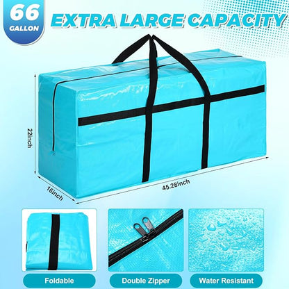 4 Pcs 66 Gallon Extra Large Moving Bags Heavy Duty Storage Bag with Strong Zipper Handle Foldable XXL Jumbo Storage Tote Packing Moving Box for College Dorm Travel Cloth Duffle (Black)
