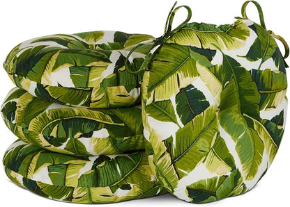 Greendale Home Fashions Tropical White Outdoor 15-inch Bistro Seat Cushion, Set of 4