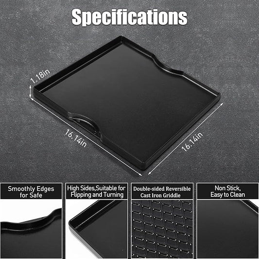 Grill Griddle for Weber Genesis 300 & 400 Series (2022+),Porcelain-Enameled Cast lron Dual Sided Sear Replacement Parts for Weber,hick Nonstick BBQ Griddle Pan,16.14" x 16.14"