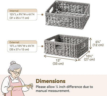 GRANNY SAYS Wicker Basket for Organizing, Wicker Storage Basket for Shelves, Woven Basket for Pantry Storage, Rectangle Basket, Gray, 1-Pack