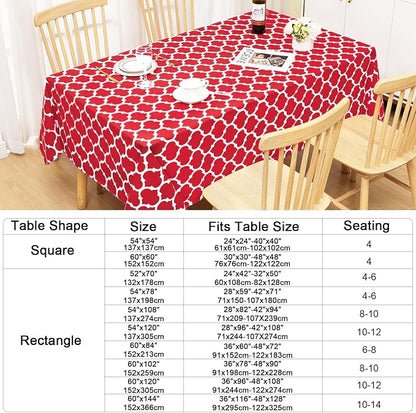 Smiry Rectangle Table Cloth, Waterproof Vinyl Tablecloth with Flannel Backing for Rectangle Tables, Wipeable Spillproof Plastic Tablecloths for Dining, Camping, Indoor and Outdoor (54"x120", Red)