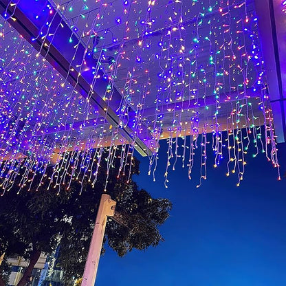 AGIRL 400 LED Icicle Lights Outdoor 32.8Ft 75 Drops Icicle Christmas Halloween Lights 8 Modes Waterproof Fairy String Lights for Indoor Bedroom Garden Wedding Porch Decoration
