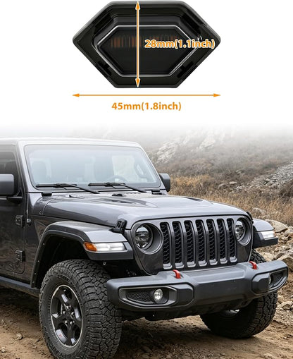 LED Grill Lights for 2020-2024 Jeep Gladiator JT Amber 4pcs | Amber Grille Mesh Lights, Plug & Play, IP67 Waterproof, LED Bumper Running Marker Lamp, for Jeep Gladiator JT 2021 2022 2023