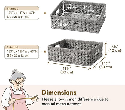 GRANNY SAYS Wicker Storage Basket for Shelves, Wicker Basket for Organizing, Rectangle Basket, Woven Basket for Pantry Storage, Gray, 1-Pack