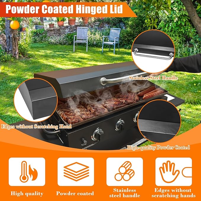 Upgraded Griddle Lid for Blackstone 36 inch Griddle, Hinged Lid Griddle Hard Cover for Blackstone 1554 1836 1825 1818 1565 1866 1984 1560 1863 2122, Heat Resistant Hard Top Lid Cover for Black Stone