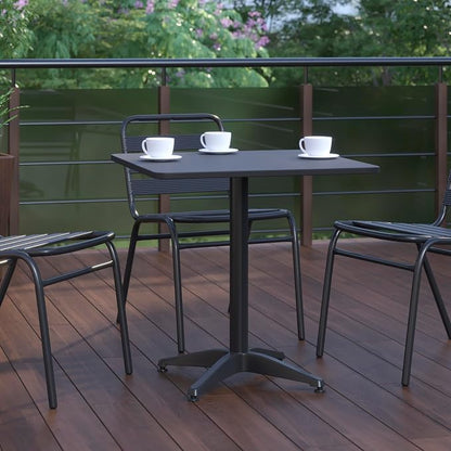 Flash Furniture Mellie 27.5'' Square Aluminum Indoor-Outdoor Table with Base, Black