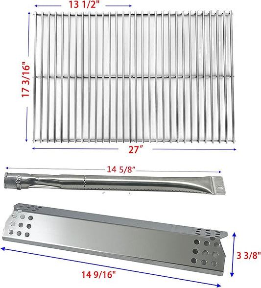 Kit DG145 Replacement for Grill Master 720-0697, for Nexgrill 720-0697, 720-0783C, 720-0783E, for Sunbeam 720-0697 Gas Grill Models Burner Tube, Heat Plates,Stainless Steel Cooking Grid