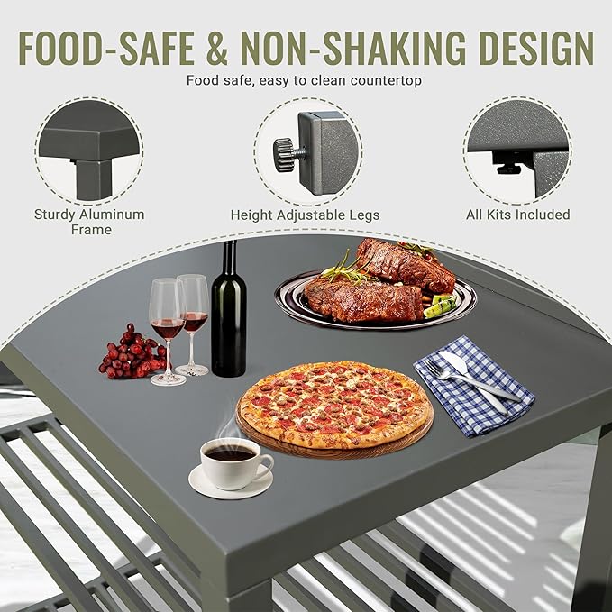 Domi Outdoor Kitchen Island, Modular Kitchens Counter with Whole Aluminum Finish & Work Shelf & Wall Hanging & Countertop & Protective Cover, Kitchen Series for Deck Patio, Dark Gray