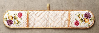 Maison d' Hermine Double Oven Mitt (7" x 35") 100% Cotton Heat Resistant BBQ Cooking Gloves with Loop for Thanksgiving Christmas Decorations Cooking Handling Hot Pan (Pumpkin Garden - Cloudy Cream)