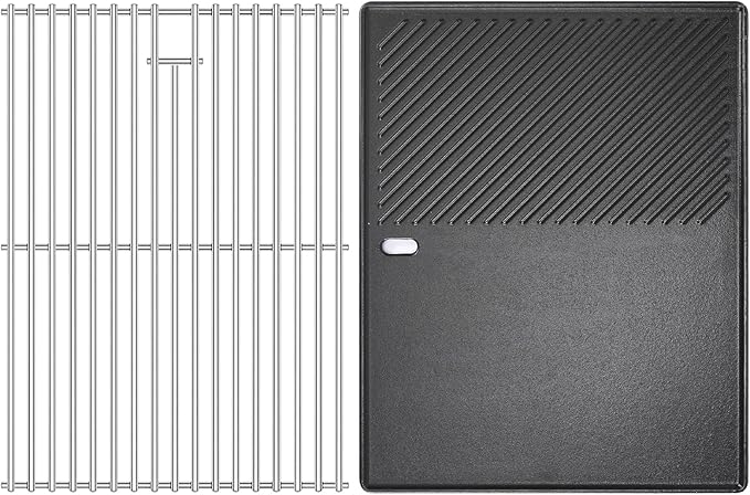 Hisencn 17 Inch Grill Cooking Grate and Griddle Replacement Parts for Nexgrill 4 Burner 720-0830HR 720-0830H 720-0958A 720-0783E, 5 Burner 720-0888N, 720-0888 720-0697 Gas Grill Models