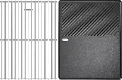 Hisencn 17 Inch Grill Cooking Grate and Griddle Replacement Parts for Nexgrill 4 Burner 720-0830HR 720-0830H 720-0958A 720-0783E, 5 Burner 720-0888N, 720-0888 720-0697 Gas Grill Models