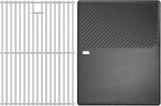 Hisencn 17 Inch Grill Cooking Grate and Griddle Replacement Parts for Nexgrill 4 Burner 720-0830HR 720-0830H 720-0958A 720-0783E, 5 Burner 720-0888N, 720-0888 720-0697 Gas Grill Models