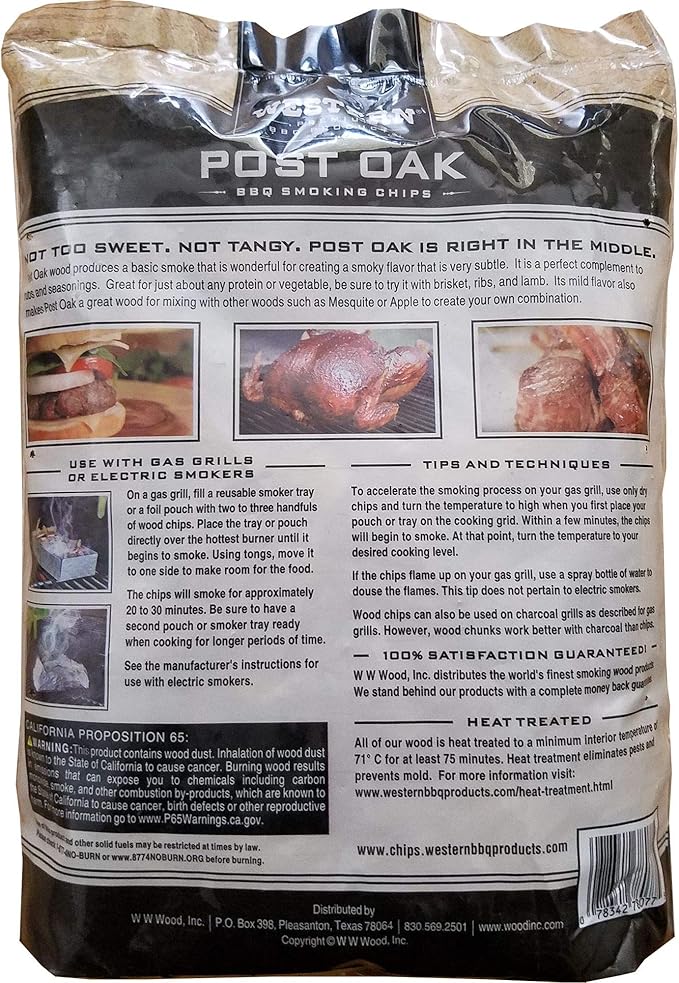 Western Premium BBQ Products Post Oak BBQ Smoking Chips, 180 cu in