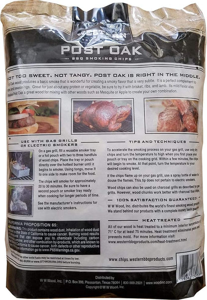 Western Premium BBQ Products Post Oak BBQ Smoking Chips, 180 cu in