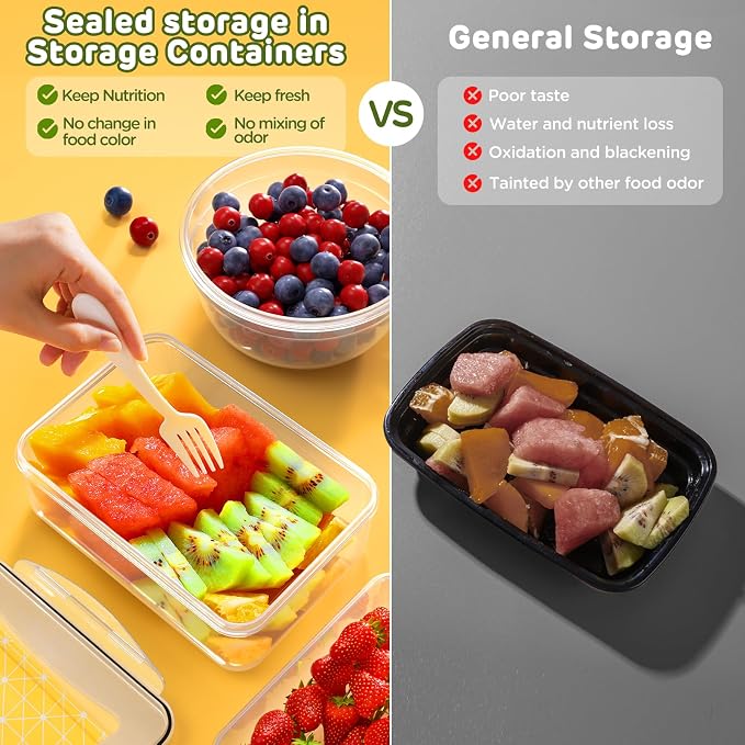JSCARES 40 PCS Food Storage Containers with Lids Airtight (20 Lids &20 Containers) - Leakproof Meal-Prep Containers for Kitchen Storage Reusable Plastic Microwave/Dishwasher Safe with Labels & Pen | Leakproof Meal-Prep Containers for Kitchen Storage Re...