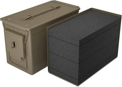 Lockable Metal Ammo Storage Box - Military & Army Steel Ammo Can for Ammunition Storage - Waterproof Ammo Crate Utility Box