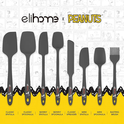 Elihome × Peanuts Silicone Basting Brush (8.75”) – Heat Resistant to 600°F, Food-Grade Platinum Silicone, Seamless 1-Piece Design, Non-Stick Safe, Dishwasher Safe, Dark Grey