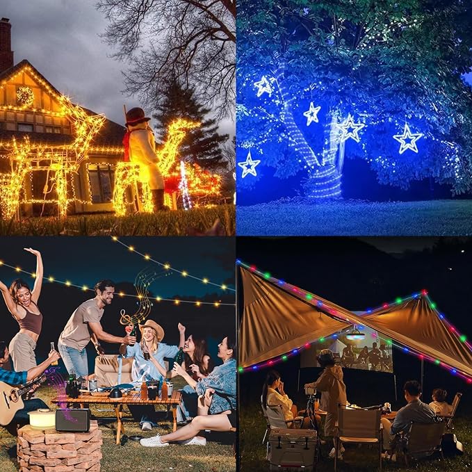 Vigdur 66FT Solar Rope Lights Outdoor - 200 LEDs 18 Color Changing Fairy Lights Outdoor Waterproof with Remote & Timer & 8 Lighting Modes, Solar String Lights for Xmas Garden Fence Tree Party