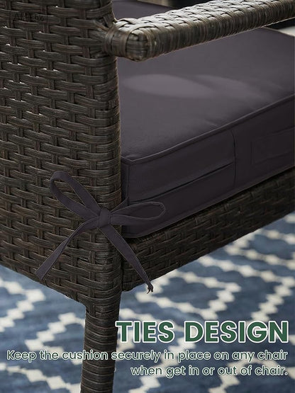 Outdoor Chair Cushion 22 x 22 x 4 Inches Patio Furniture Outdoor Waterproof Seat Cushion, Patio Chair Cushion with Handles and Ties, Square Dining Chair Cushion Set of 2, Grey