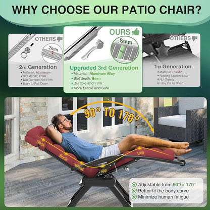 Suteck Oversized Zero Gravity Chair, 500LBS 33" XXL Reclining Lounge Chairs | W/Removable Cushion&Headrest, Upgraded Lock, Big Cup Holder and Footrest, Reclining Camping Chair Recliner for Indoor Outdoor