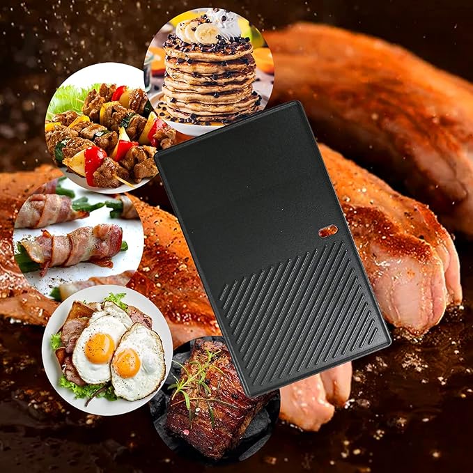 Uniflasy 7637 Grill Griddle for Weber Spirit I & II 200 Series, 17.5" Cast Iron Griddle Insert for Spirit E-210 E-220 S-210 S-220 Front Control Gas Grills, Replacement Flat Cooking Pan