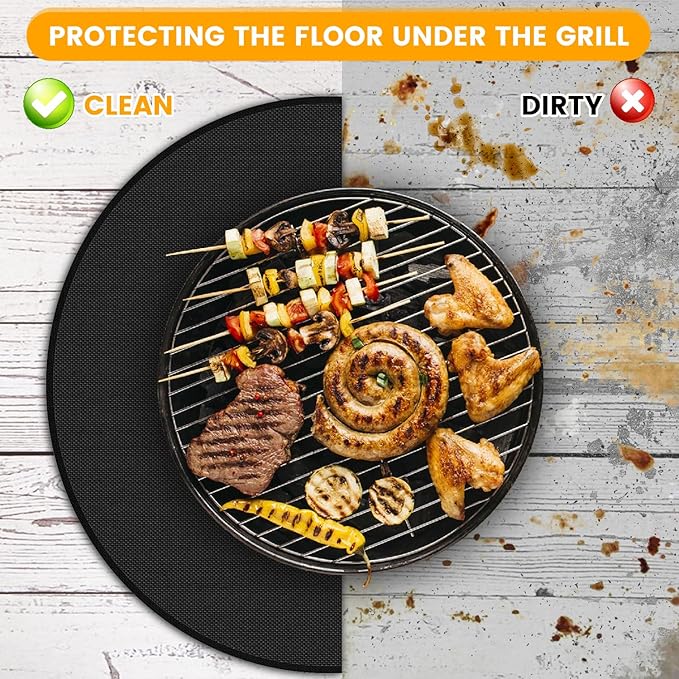 36" Fire Pit Mat for Solo Stove Bonfire, Double Sided Round Fireproof Under Grill Mat, Reusable Outdoor Grill Deck Protector for Solo Stove Accessories, Easy to Clean