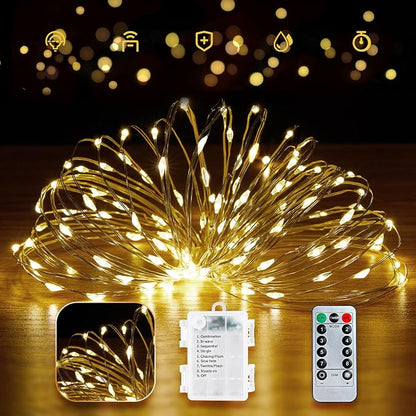 Minetom Fairy Lights Battery Operated with Remote, 66FT 200LED String Light | Waterproof Starry Twinkle Lights for Christmas Home Bedroom Wedding DIY Party Indoor Outdoor Decor