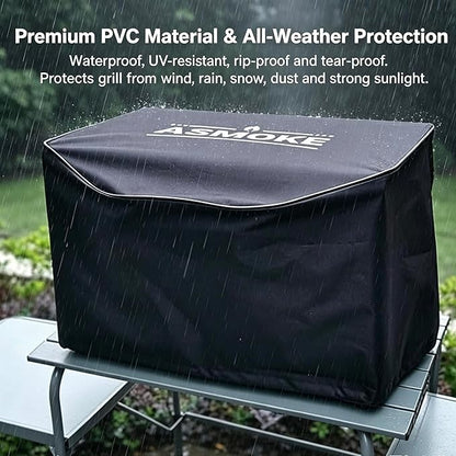 ASMOKE Grill Cover - Ultimate Protection for Your Outdoor Grill | Waterproof, Durable, Rip-Proof and Portable BBQ Cover, Built-in Two Small Pockets, Fits Grills of ASMOKE, Black