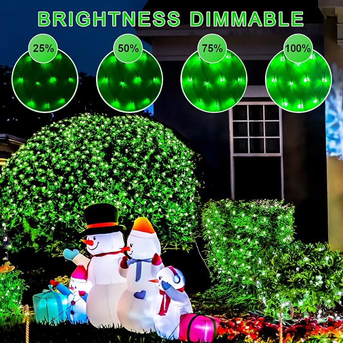 JMEXSUSS 360 LED Halloween Net Lights, Green, 12ft x 5ft | Outdoor Waterproof, Connectable, Plug in, Mesh Lights with Remote for Bushes Shrubs Christmas Halloween Decorations
