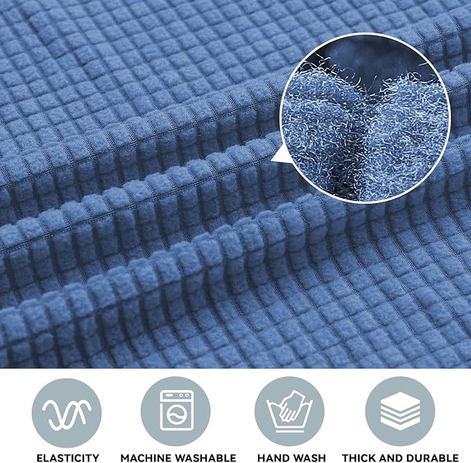 LURKA Stretch Oversized Sofa Slipcovers 1 Piece Couch Covers for 3 Cushion Couch Sofa Furniture Protector Full Sofa Covers with Elastic Bottom for Kids and Pet (X-Large, Blue)