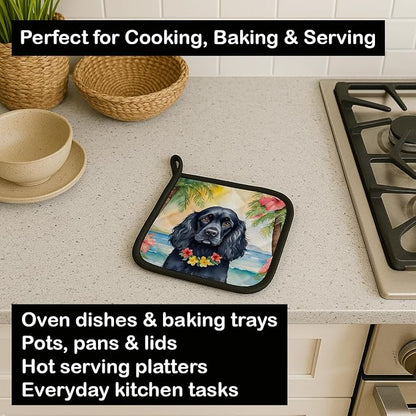 Caroline's Treasures Cocker Spaniel Luau Pair of Pot Holders Kitchen Heat Resistant Pot Holders Sets Oven Hot Pads for Cooking Baking BBQ, 7 1/2 x 7 1/2