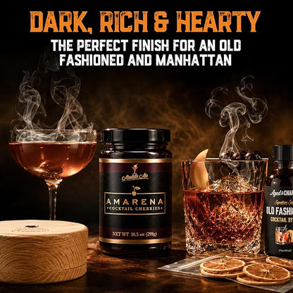Old Fashioned Smoker Kit - Electric Cocktail Smoker Bundle with Syrup, Amarena Cherries, Orange Garnish and 8 Wood Chip Flavors - Electric Whiskey Smoker Kit