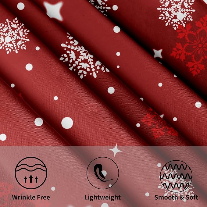 Sweetshow Xmas Table Cloth Round Winter Red White Snowflake Stars Tablecloth 70 Inch Decor Washable Stain and Wrinkle Resistant Round Table Cover for Dining Picnic