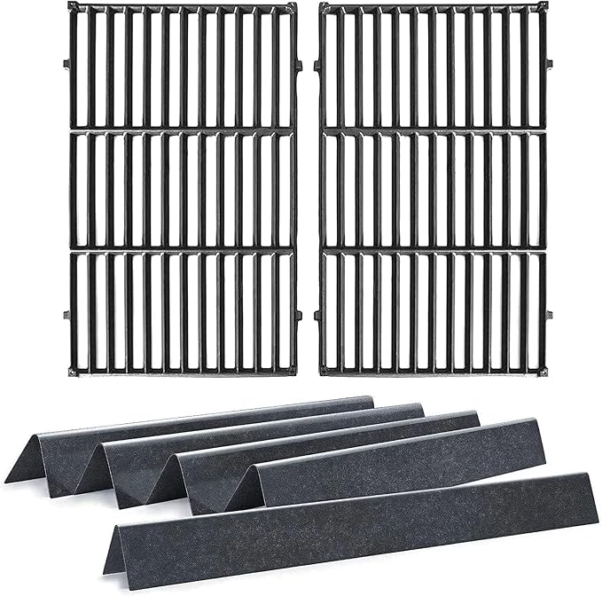 Hongso Replacement Parts for Weber Genesis 300 Series E & S 310 320 330 EP310 EP320 Gas Grills (with Front Control 2011-2016), 19.5 inch Grill Grates 7524 7528, 17.5 inch Flavorizer Bars 7620 7621
